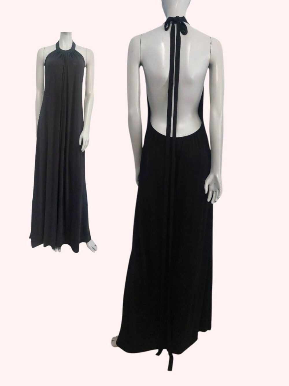 Reformation Black Backless Halter Maxi Dress